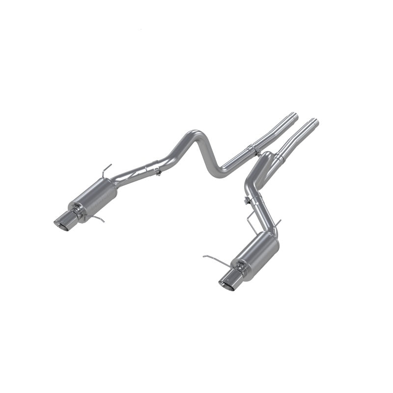 2011-2014 Mustang GT 5.0L Dual Split Rear Street Version T409 3" Cat Back Exhaust System - View 2 | Dirty Garage