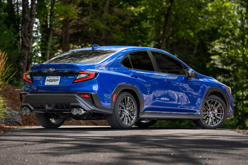 2022-2026 WRX 3" Cat-Back Dual Split Rear Quad Carbon Fiber Tips Street Profile Exhaust - View 4 | Dirty Garage