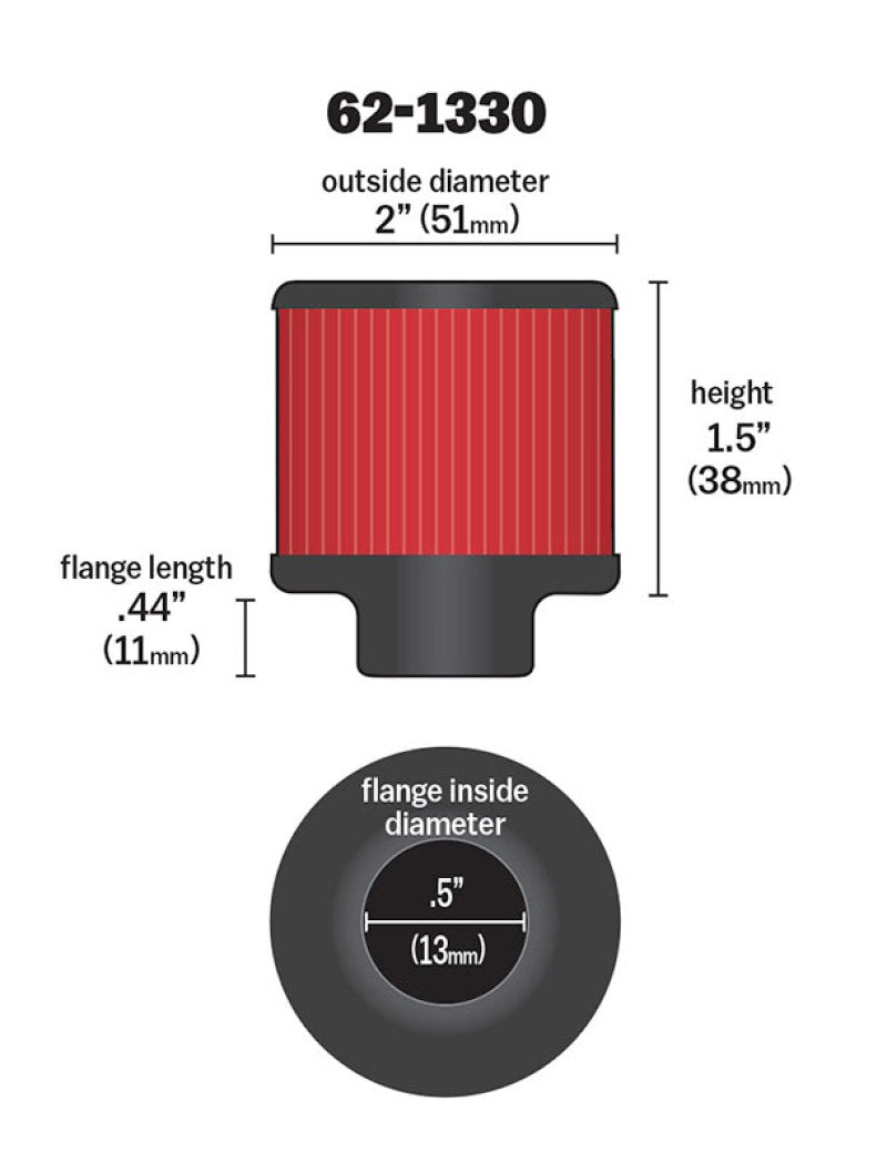 Universal Clamp On Rubber Base Crankcase Vent Filter 0.5in Flange ID 2in OD 1.5in Height - View 13 | Dirty Garage