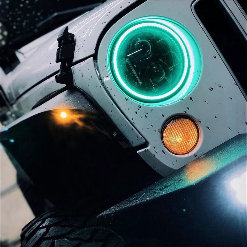 Universal 7" High Powered LED Headlights Black Bezel ColorSHIFT BC1 - View 9 | Dirty Garage