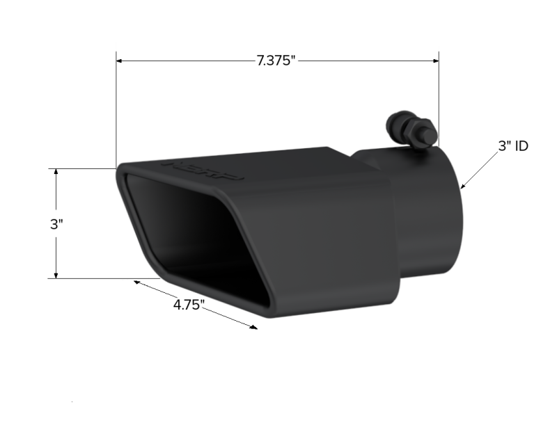Universal 4.75" x 3" Rectangle Angled Cut Tip Black - View 2 | Dirty Garage