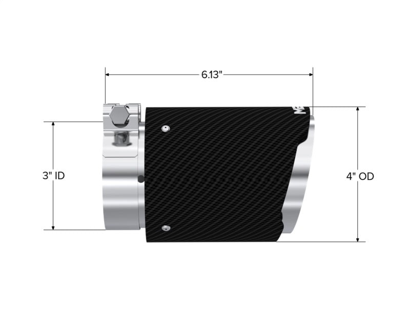 Universal Carbon Fiber Tip 3" ID 4" OD 6.13" Length Angle Cut Dual Wall - View 4 | Dirty Garage
