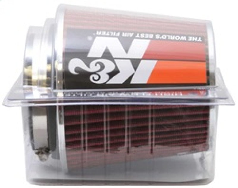 Universal Air Filter Chrome Round Tapered Red - 4in Flange ID x 1.125in Flange Length x 5.5in H - View 16 | Dirty Garage