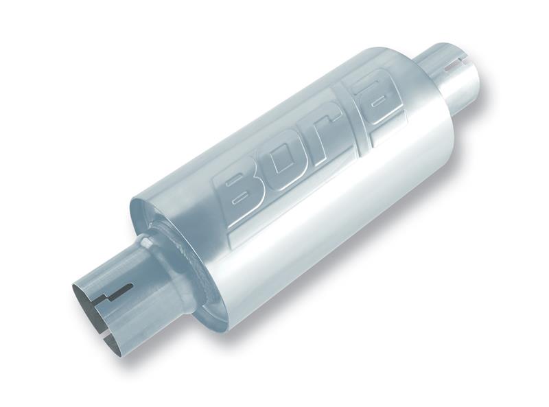 Borla S-Type Muffler 2.5in Inlet/Outlet 5in Round x 10in w/Notch - View 2 | Dirty Garage