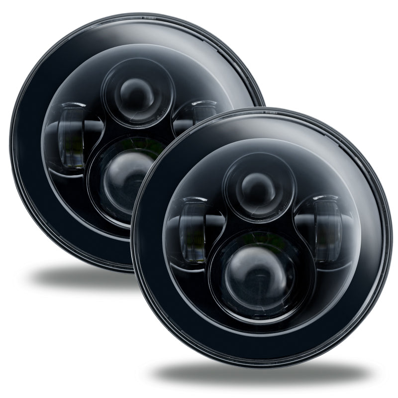 Universal 7" High Powered LED Headlights Black Bezel No Halo | Dirty Garage