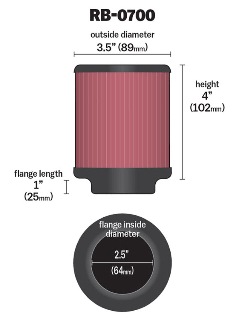 Universal Rubber Filter 2.5 inch 5 Degree FLG 3.5 inch OD 4 inch Height - View 5 | Dirty Garage