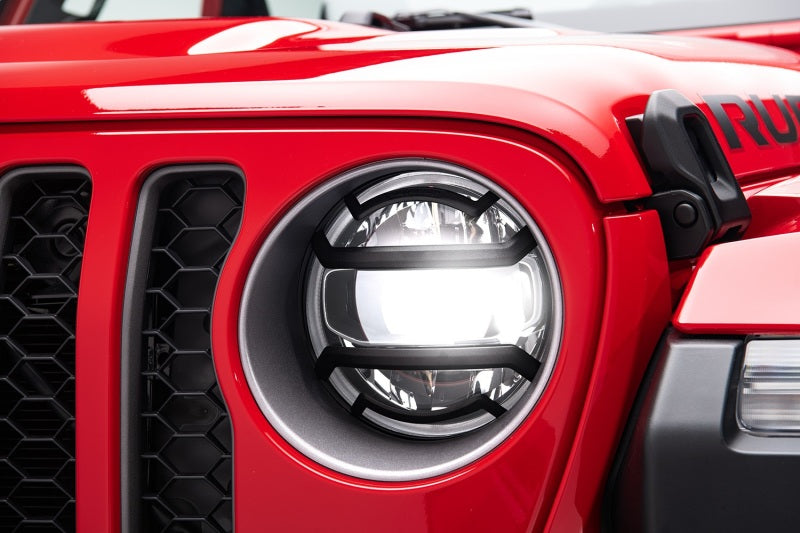 Rugged Ridge 18-20 Jeep Wrangler JL / 2020 Jeep Gladiator JT Black Elite Headlight Guards Black - View 3 | Dirty Garage