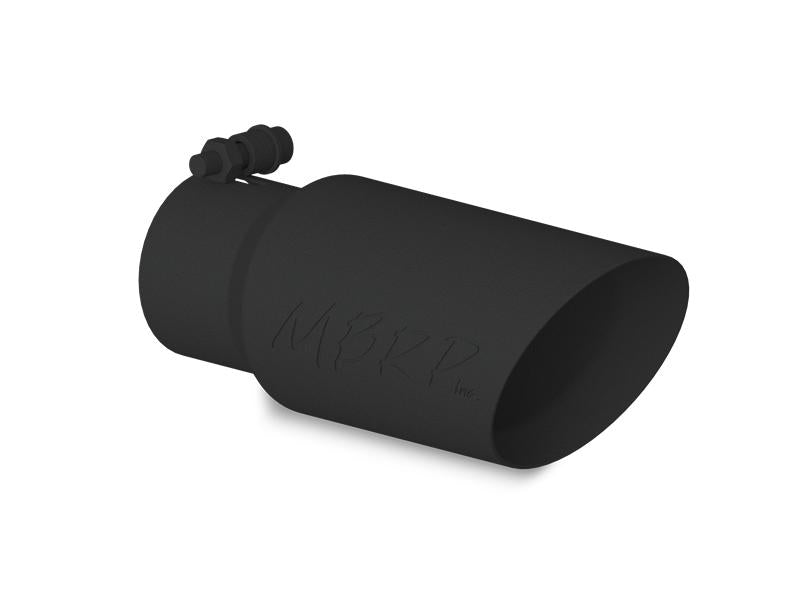 Universal Tip 4" OD 3" Inlet 10" Length Dual Wall Angled End Black | Dirty Garage