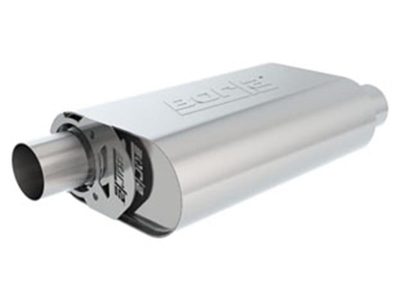 Borla CrateMuffler SBC 283 / 327 / 350 2.5 inch Offset/Center 14in x 4.35in x 9in Oval Muffler - View 3 | Dirty Garage