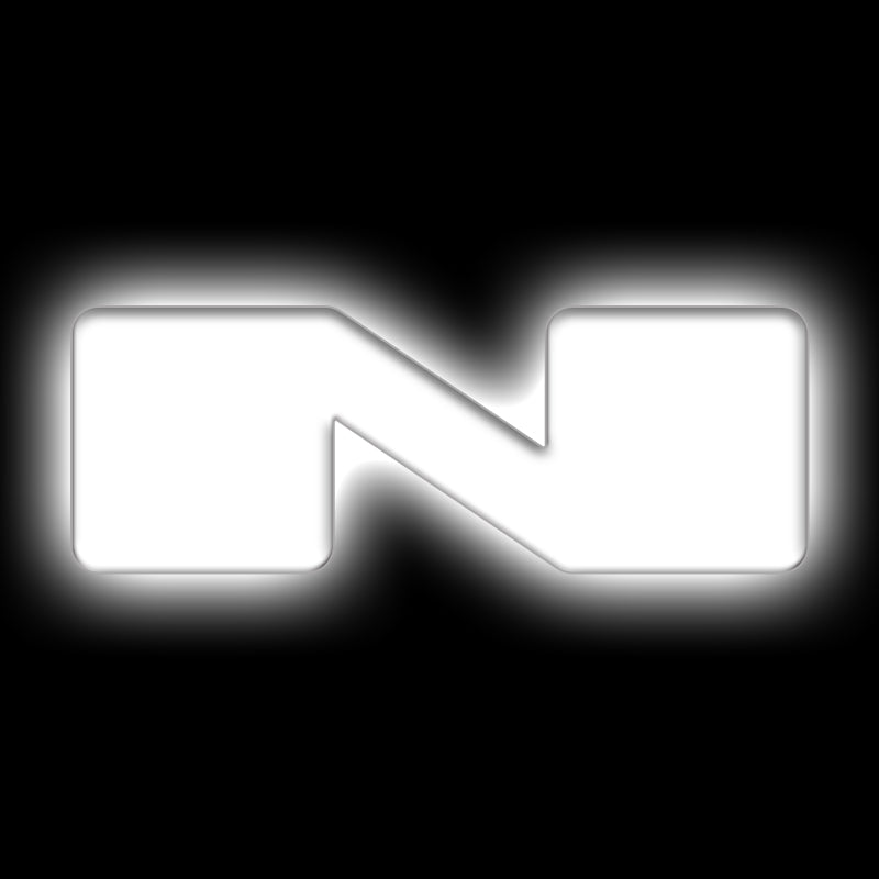 Universal Illuminated LED N Letter Badges Matte White Surface Finish - View 2 | Dirty Garage