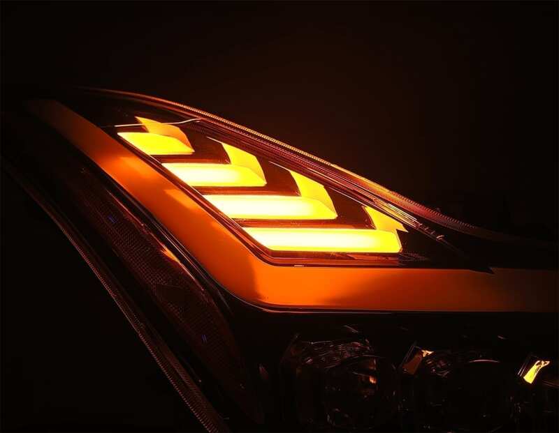 2008-2015 G37 Q60 Nova-Series LED Projector Jet Black Headlights Active Light Sequential Signal - View 3 | Dirty Garage