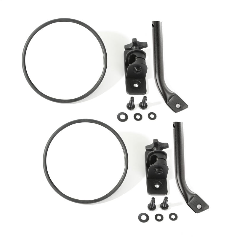 Rugged Ridge 97-18 Jeep Wrangler Textured Black Round Stubby Trail Mirror Kit | Dirty Garage