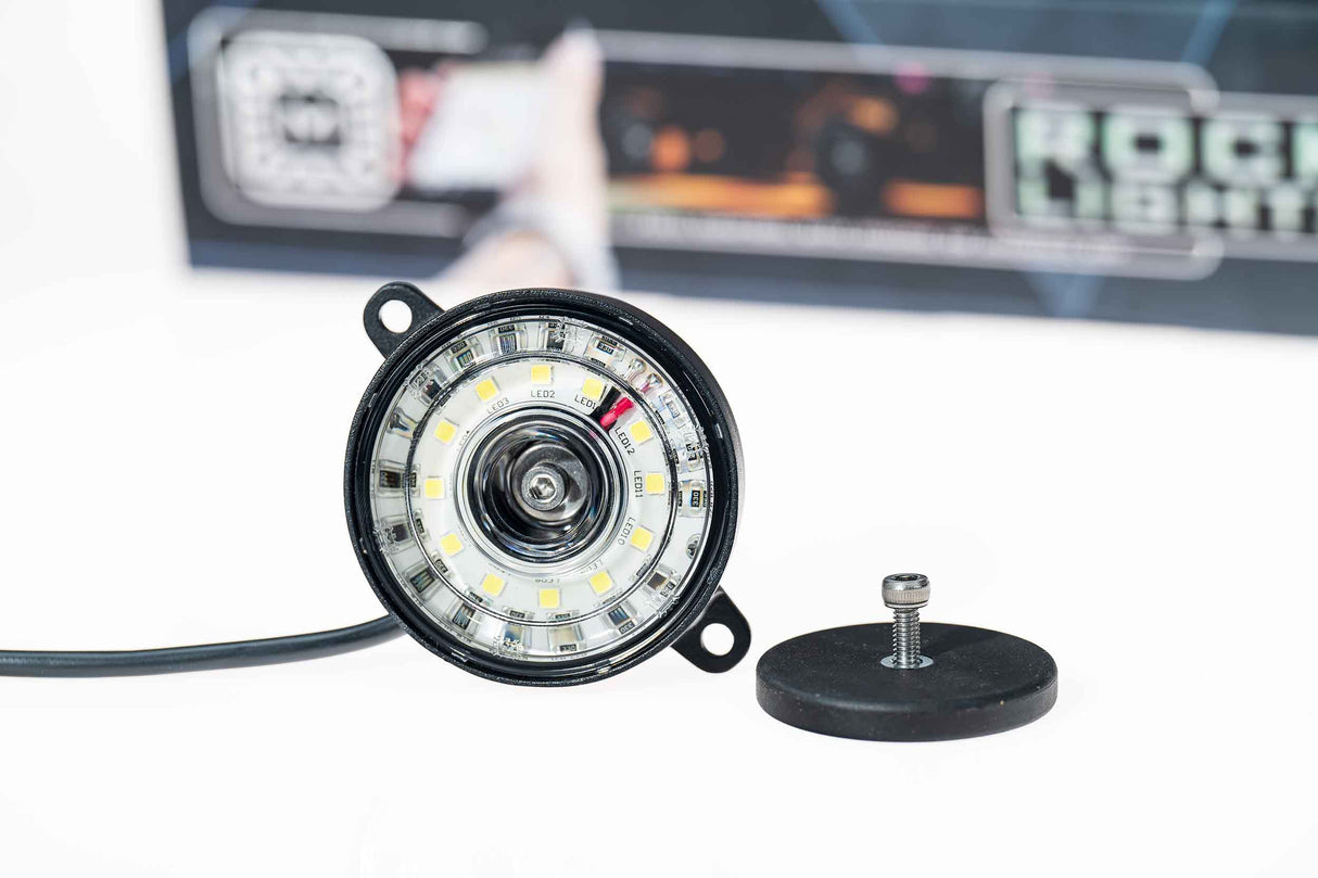 Universal Morimoto Rock Light White Puck with Input Wiring Single | Dirty Garage