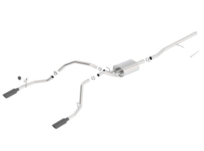 Borla 14 Silv/Sierra C/B Exhaust ATAK 1500 5.3L V8 AT/MT 2&4WD Ext Cab (78.7) WB - Black Chrome - View 4 | Dirty Garage