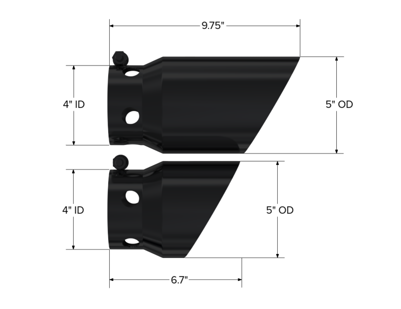 2008-2024 Superduty 6.4L 4" Inlet5" Tip Cover Set 6.75" 9.75" Black - View 3 | Dirty Garage