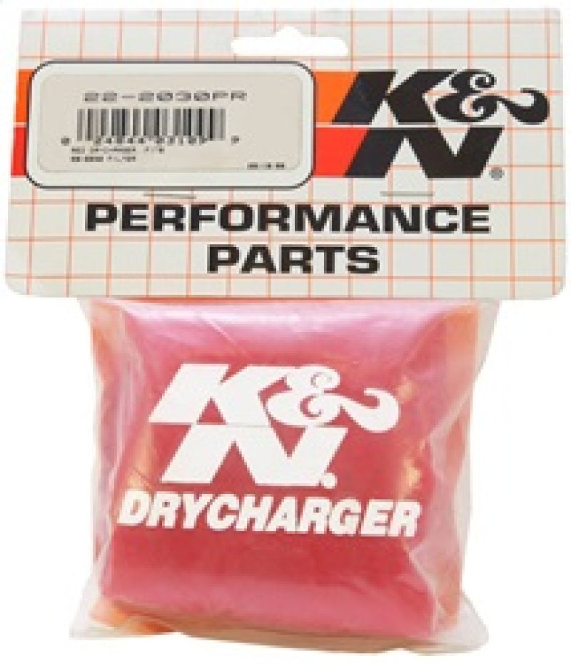 Universal Red Drycharger 5.25in x 3in Round Tapered Air Filter Wrap - View 4 | Dirty Garage