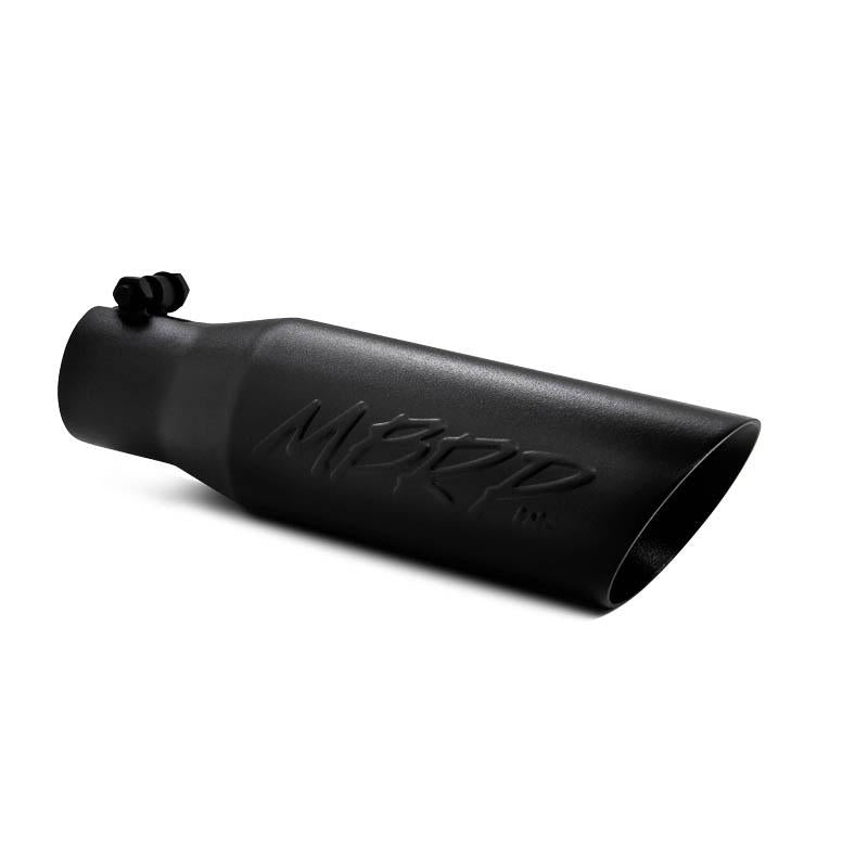 Universal 3.5" O.D Dual Wall Angled 2.5 Inlet 12" Length Tip Black Finish - View 4 | Dirty Garage