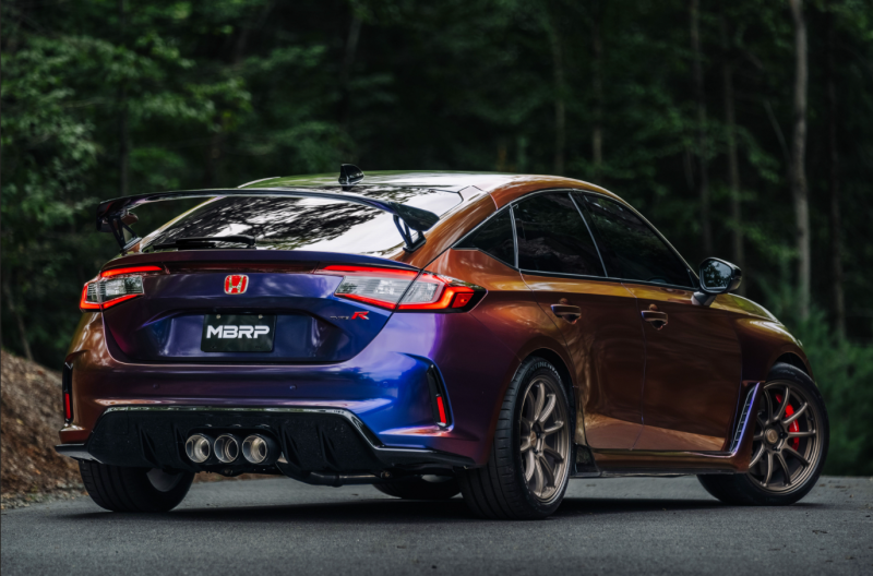 2023-2024 Civic Type R 2.0L T304 SS 3" Cat Back Exhaust Triple Center Outlet Carbon Tips - View 8 | Dirty Garage