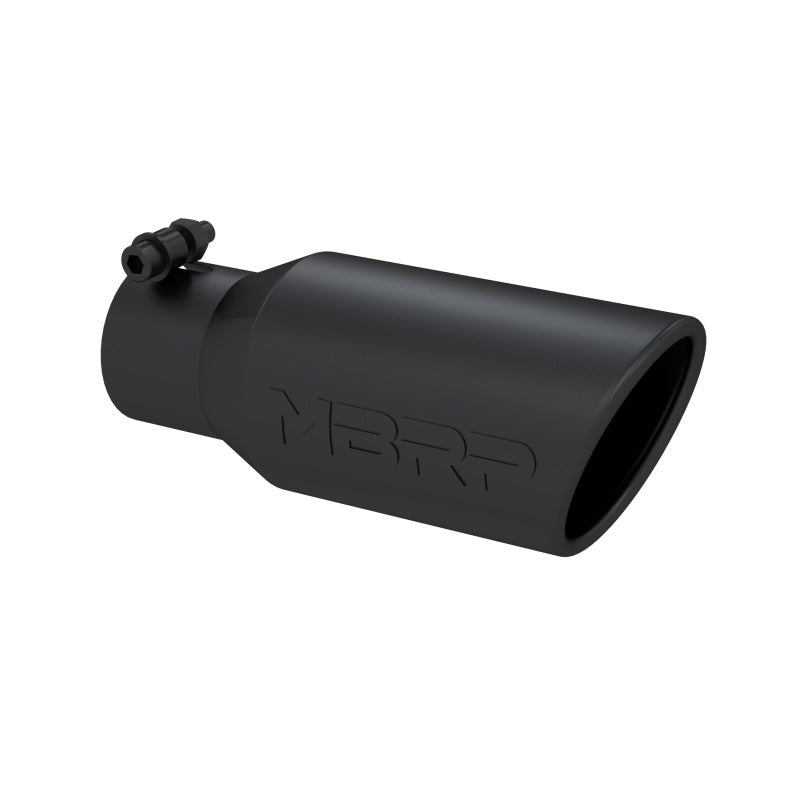 Universal Angled Rolled End Tip 4" OD 2-3/4" Inlet 10" Length Black - View 2 | Dirty Garage