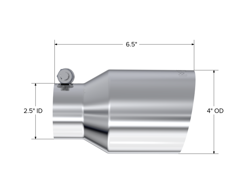 Universal T304 SS Tip 4" OD 2.5" Inlet 6.5" L - View 4 | Dirty Garage