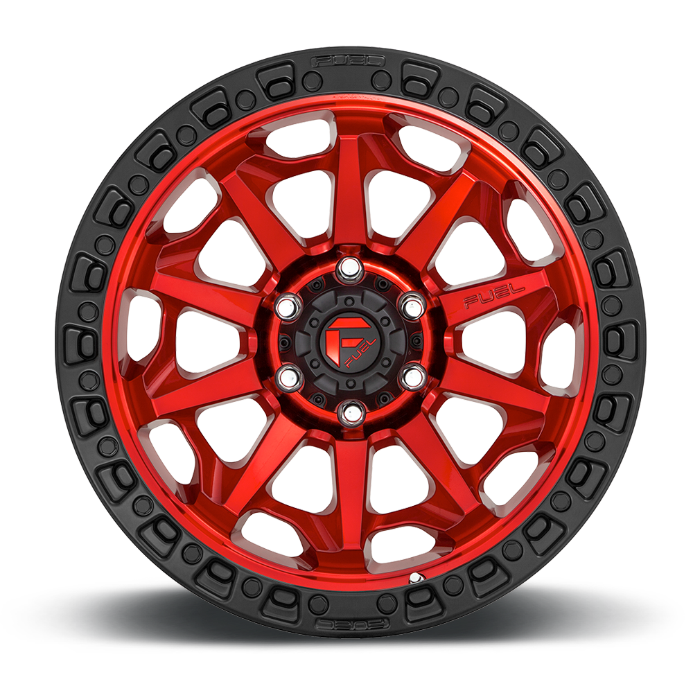 Fuel Covert Candy Red w/ Black Bead Ring Wheel (D695) | Dirty Garage