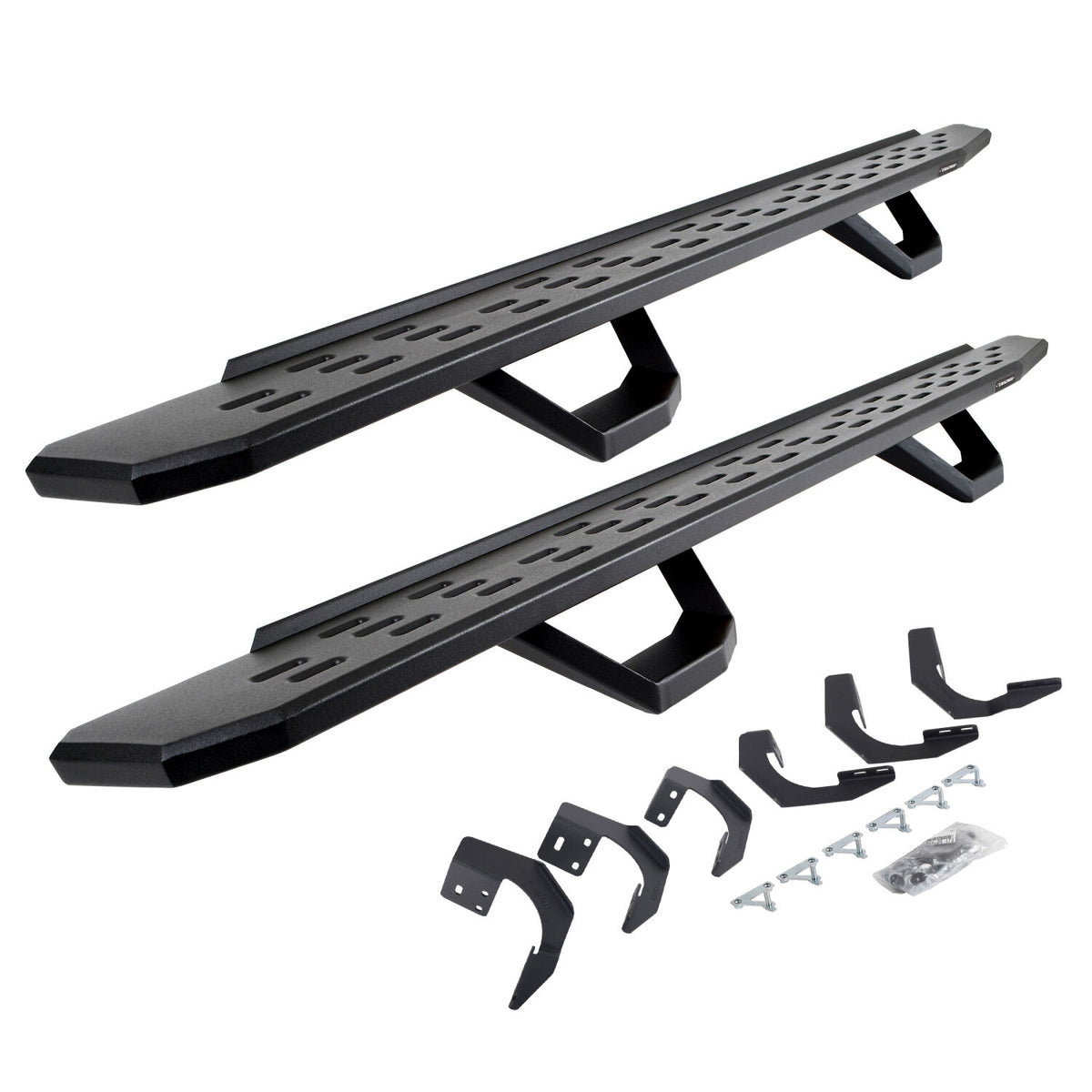 2015-2024 Ram 1500 RB30 Running Boards with Mounting Brackets, 2 Pairs Drop Steps Kit, Textured Black (6962068720PC) | Dirty Garage