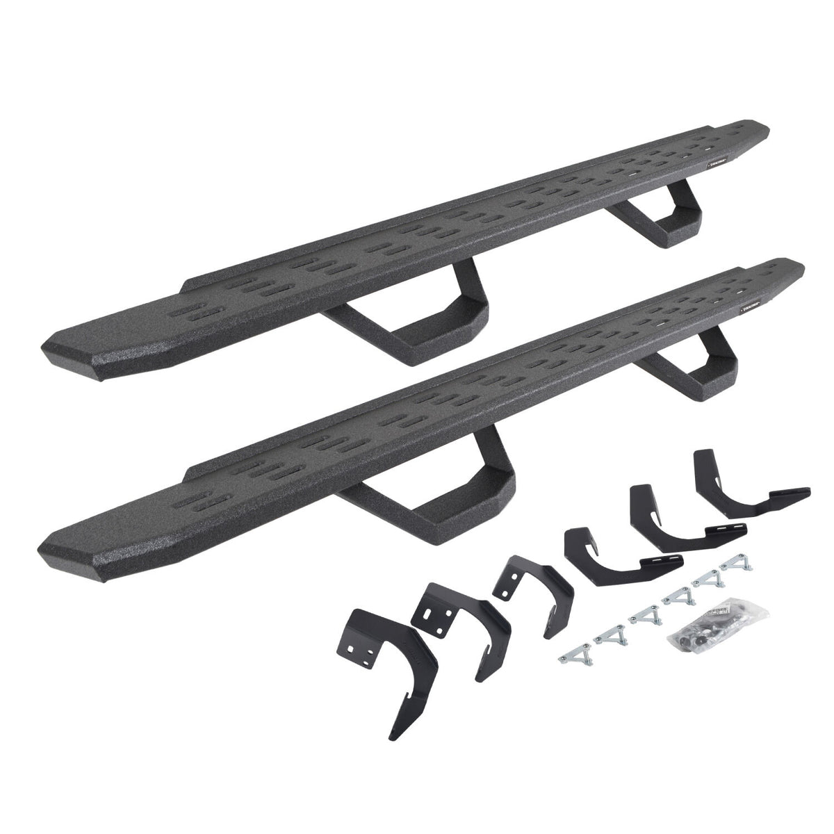 2015-2024 Ram 1500 RB30 Running Boards with Mounting Brackets, 2 Pairs Drop Steps Kit, Protective Bedliner coating (6962998020T) | Dirty Garage