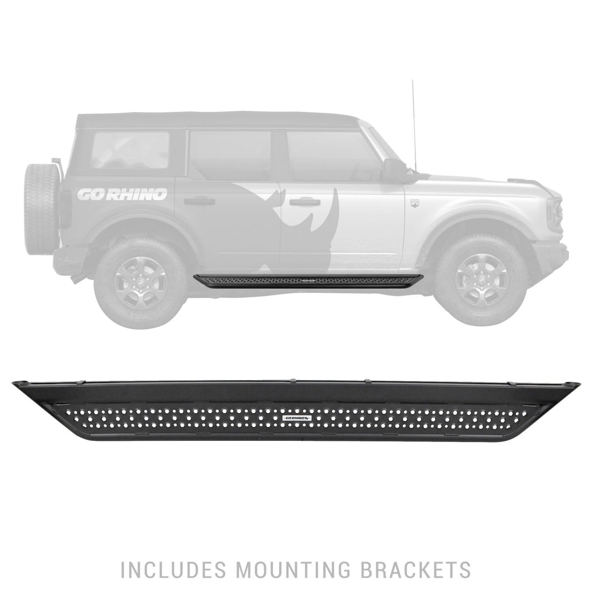 2021-2026 Bronco Dominator Xtreme D6 Side Steps with Rocker Panel Mounting Brackets Kit, Powder Coated (D64129T) | Dirty Garage