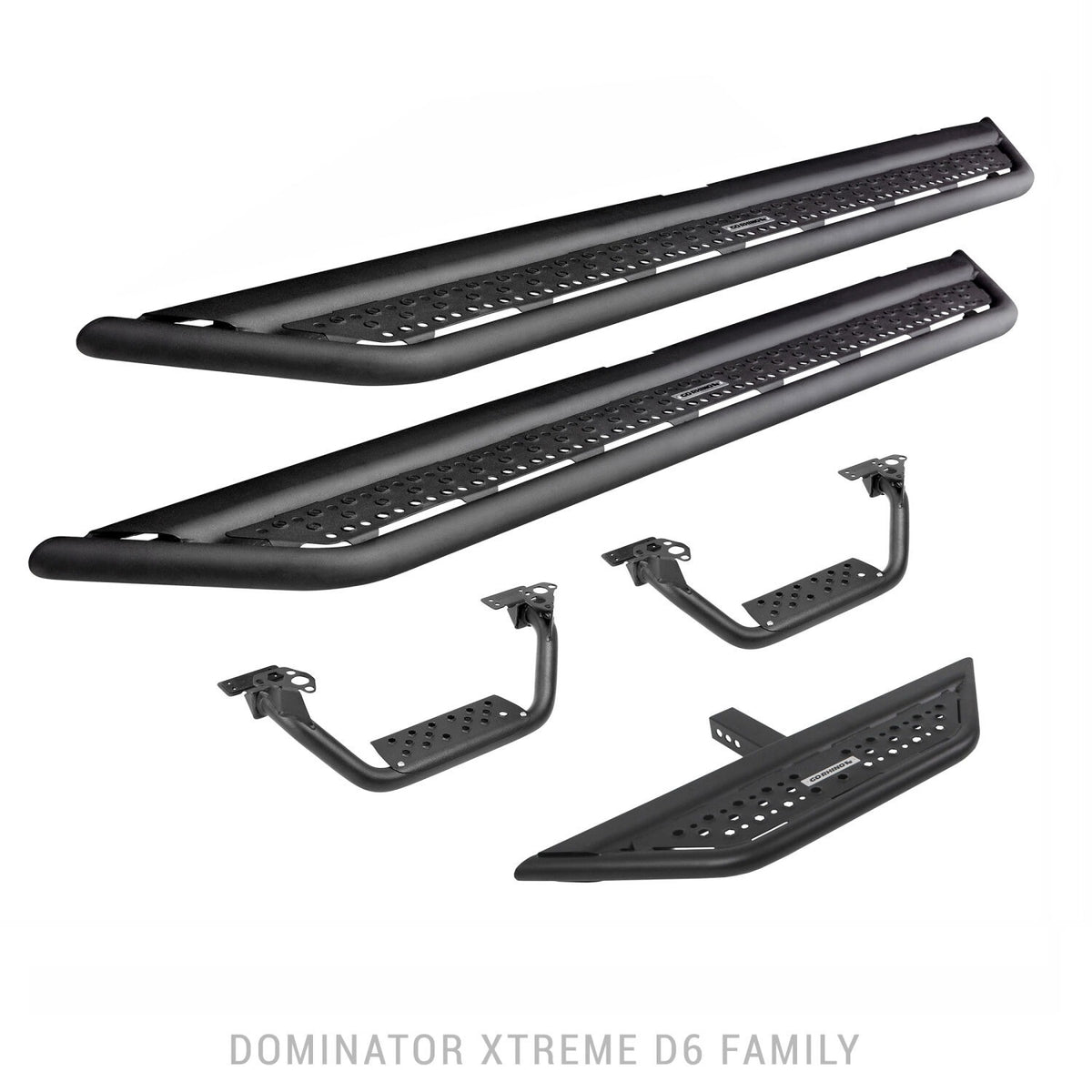 2021-2026 Bronco Dominator Xtreme D6 Side Steps with Rocker Panel Mounting Brackets Kit, Powder Coated (D64129T) | Dirty Garage