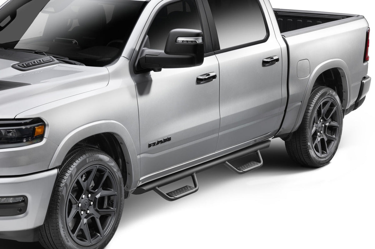2019-2027 Ram 1500 Dominator Xtreme D2 Side Steps with Rocker Panel Mounting Bracket Kit, Textured Black (D224306T) | Dirty Garage