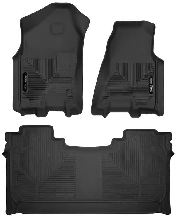 2019-2024 Ram 1500 Crew Cab with Factory Storage Box X-Act Black Front and Rear Floor Liners | Dirty Garage