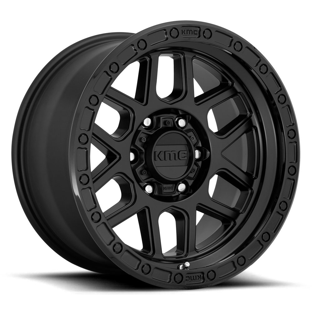 KMC Mesa Satin Black w/ Gloss Black Lip Wheel (KM544) | Dirty Garage