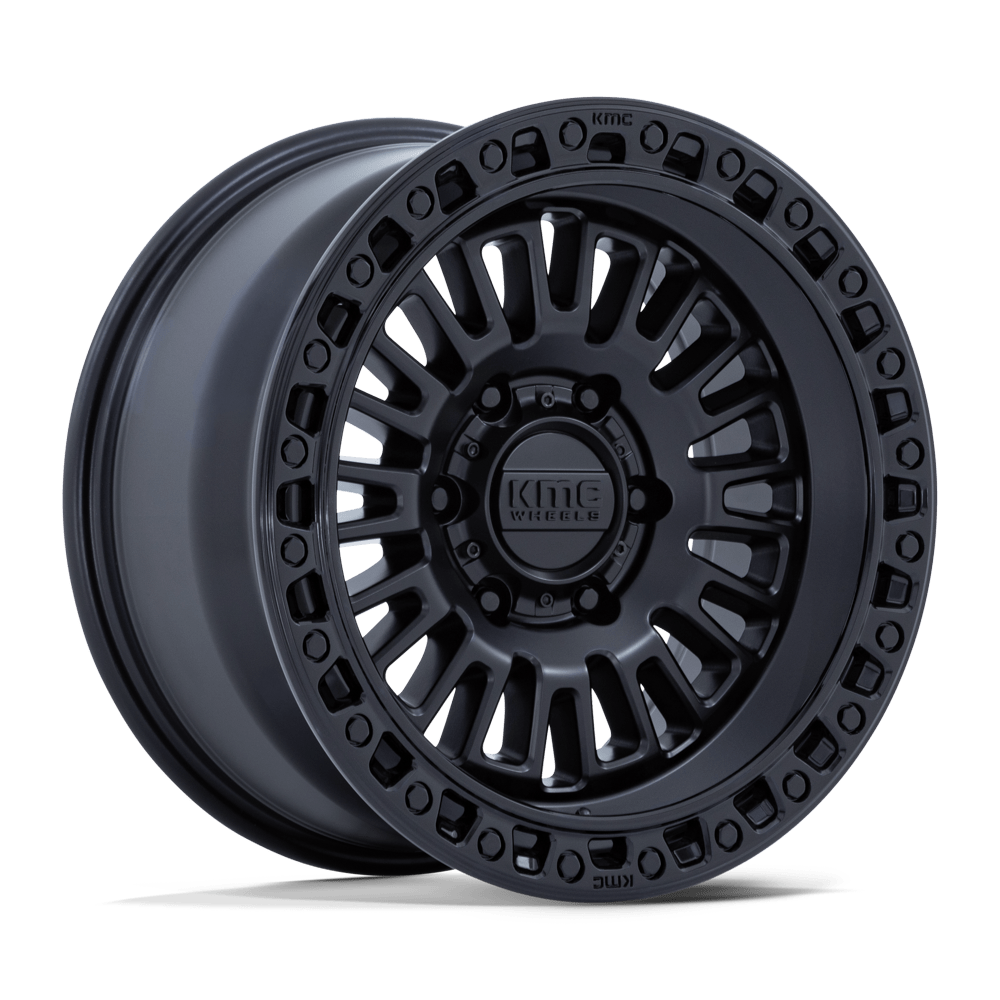 KMC Aztec Matte Black w/ Gloss Black Lip Wheel (KM554) | Dirty Garage