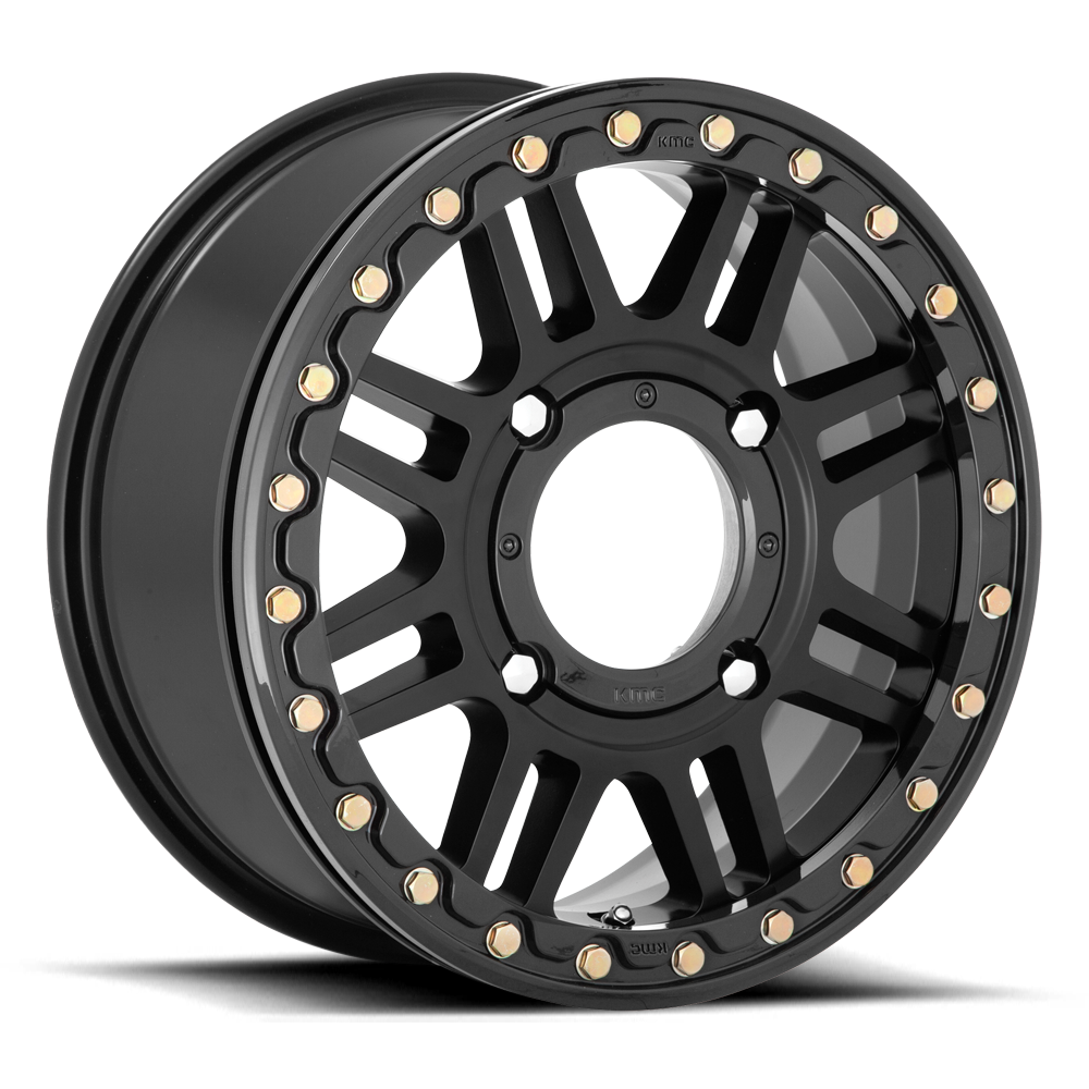 KMC Cage UTV Beadlock Satin Black w/ Gloss Black Ring Wheel (KS250) | Dirty Garage