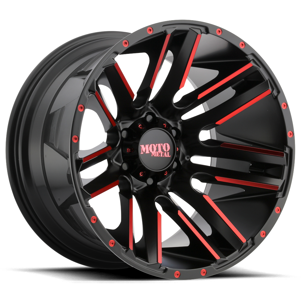 Moto Metal Razor Satin Black Machined w/ Red Clear Coat Wheel (MO978) | Dirty Garage