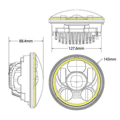 Universal 5.75" Motorcycle Headlight w/ DRL Halo - View 3 | Dirty Garage
