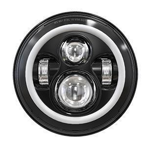 Universal 7" Headlight for Motorcycles & Jeeps w/Halo Daytime Running Light - View 6 | Dirty Garage