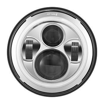 Universal 7" Headlight for Motorcycles & Jeeps w/Halo Daytime Running Light - View 2 | Dirty Garage