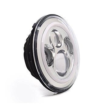 Universal 7" Headlight for Motorcycles & Jeeps w/Halo Daytime Running Light - View 5 | Dirty Garage