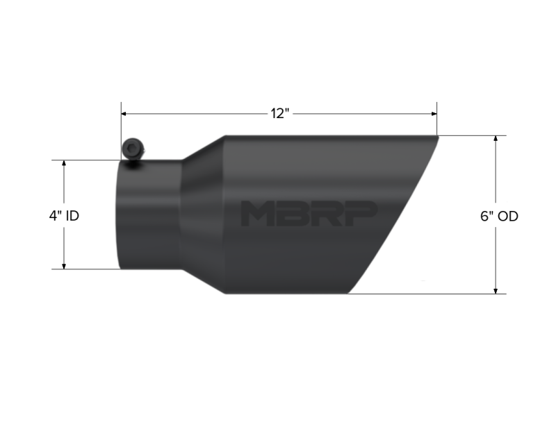 Universal 6" OD Dual Wall Angled 4" Inlet 12" Length Black Tip - View 5 | Dirty Garage
