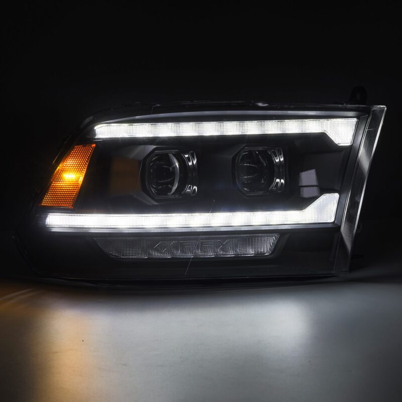 2009-2018 Ram HD Pro-Series Projector Black Headlights Sequential Signal Top Middle DRL - View 4 | Dirty Garage