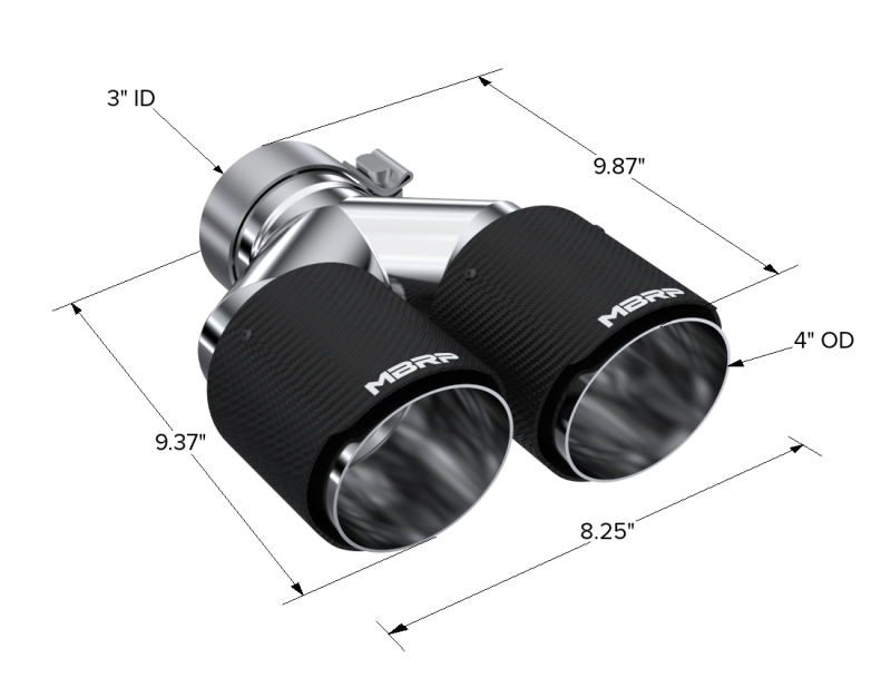 Universal 3" ID Dual 4" OD Staggered Dual Wall Carbon Fiber Exhaust Tip - View 4 | Dirty Garage