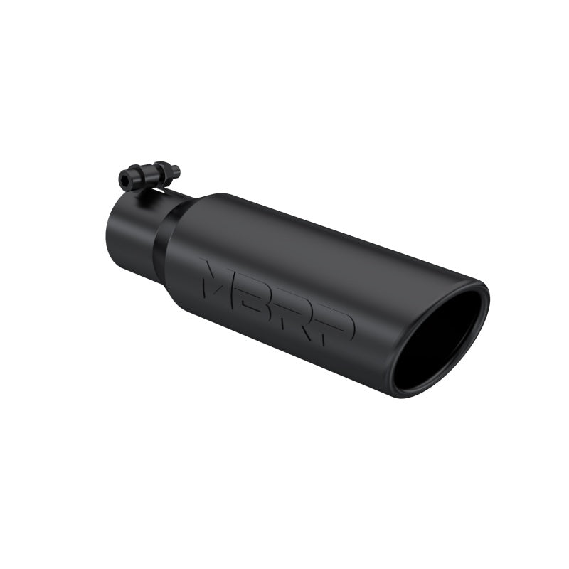 Universal 3" OD Angled Rolled End 2" Inlet 12" Length Tip Black Finish - View 3 | Dirty Garage