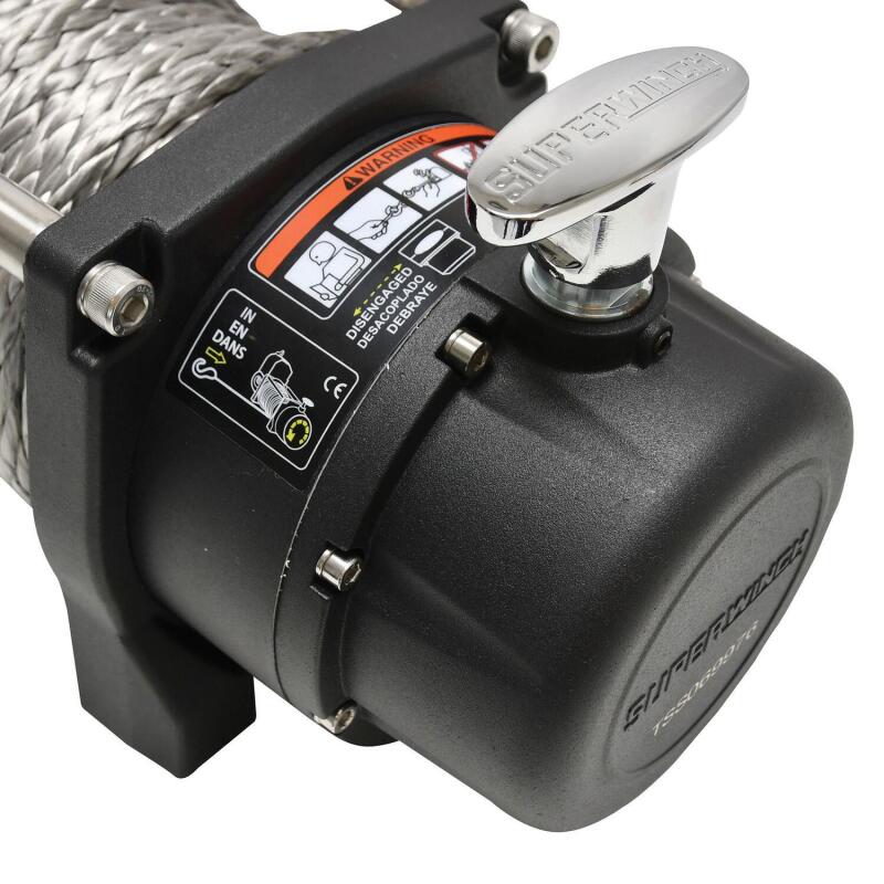Universal 9500 LB 12V DC Tiger Shark Winch w/ Synthetic Black Rope - View 5 | Dirty Garage