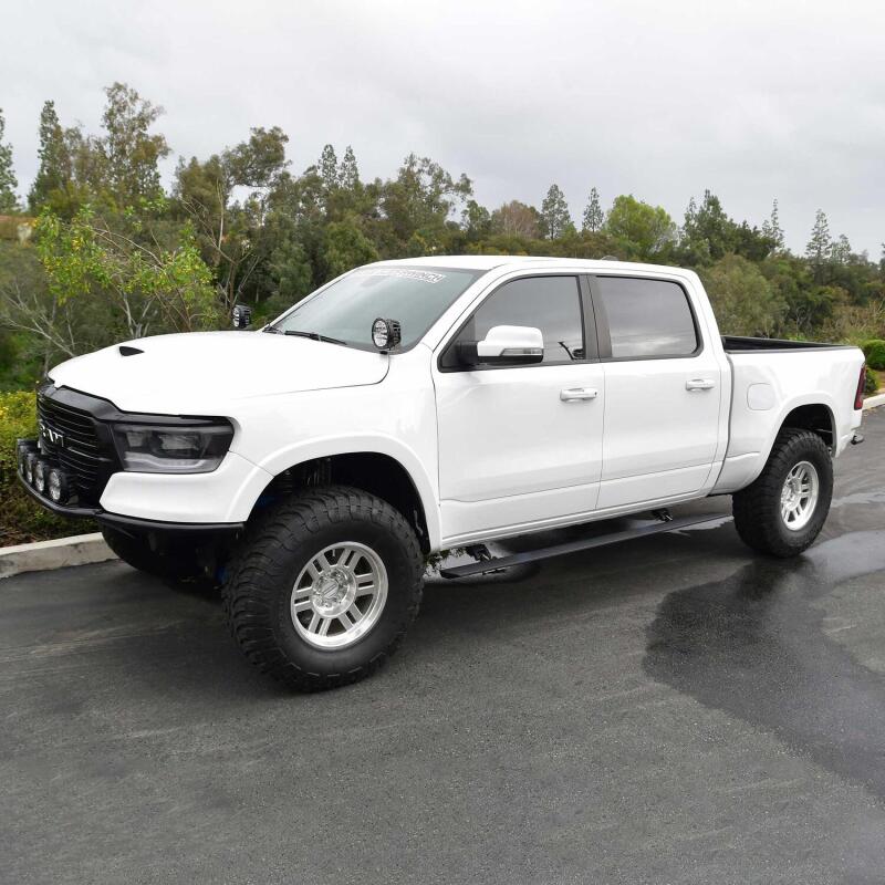 2019-2026 RAM 1500 Crew Cab Pro-E Series Black Powered Running Boards - View 4 | Dirty Garage