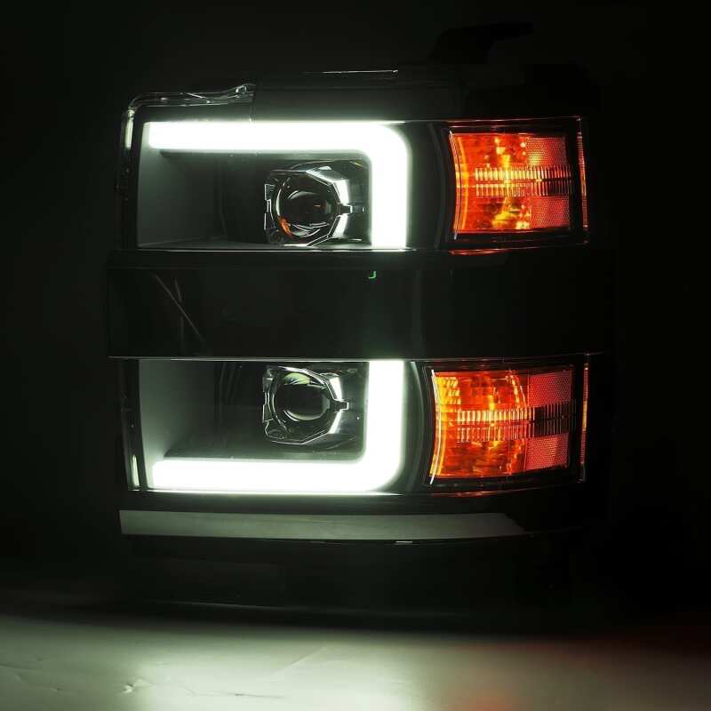 2015-2019 GM HD Pro-Series Projector Black Headlights Sequential Signal DRL - View 4 | Dirty Garage
