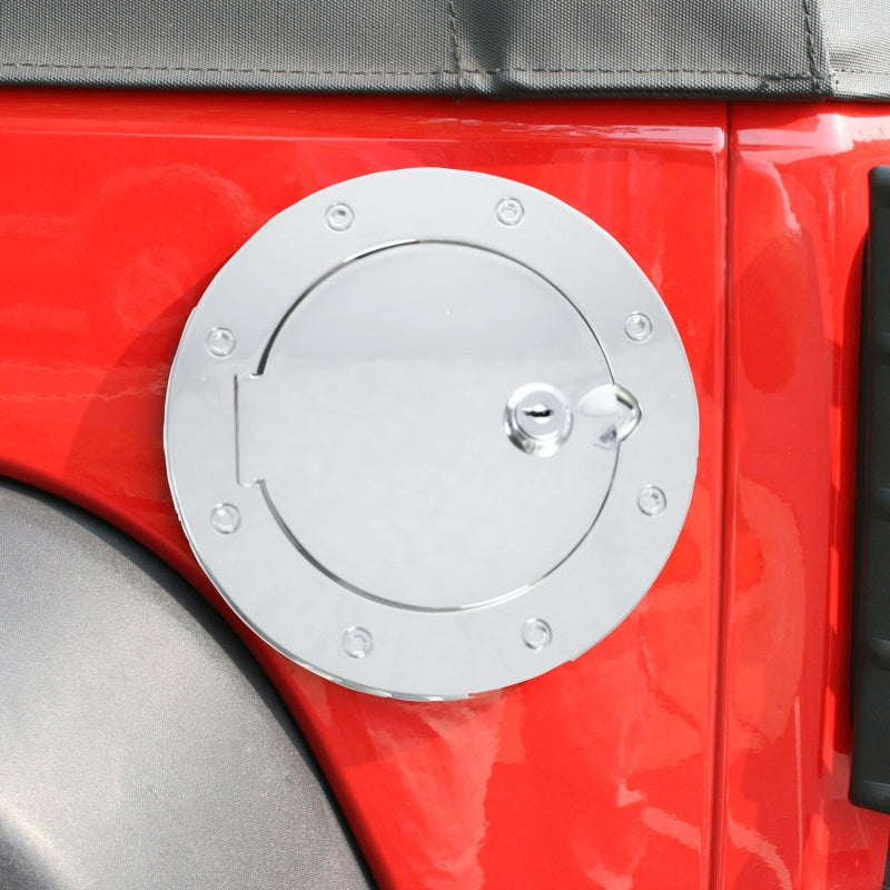 Rugged Ridge 07-18 Jeep Wrangler JK Stainless Steel Locking Gas Cap Door - View 3 | Dirty Garage