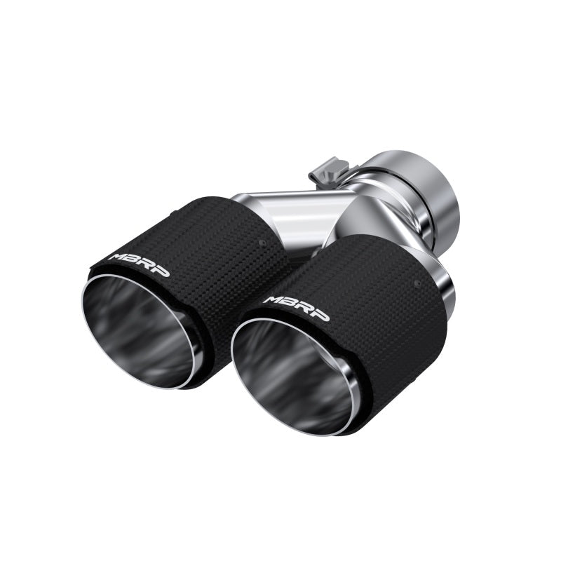 Universal 3" ID Dual 4" OD Staggered Dual Wall Carbon Fiber Exhaust Tip | Dirty Garage