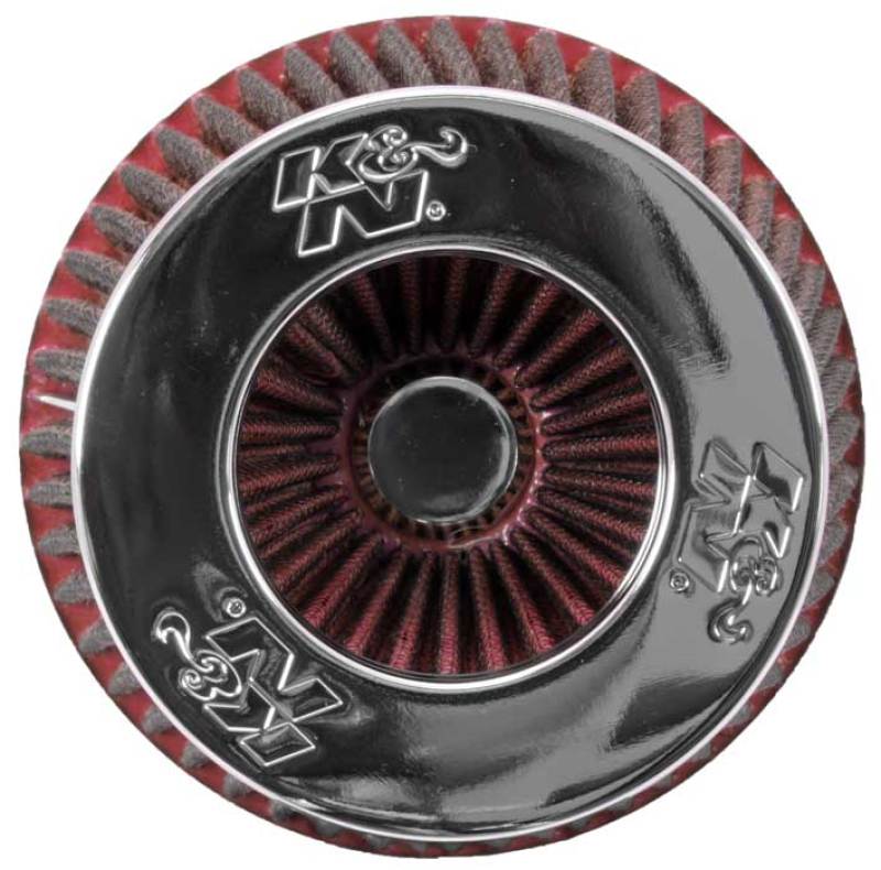 Universal Air Filter Chrome Round Tapered Red - 4in Flange ID x 1.125in Flange Length x 5.5in H - View 19 | Dirty Garage