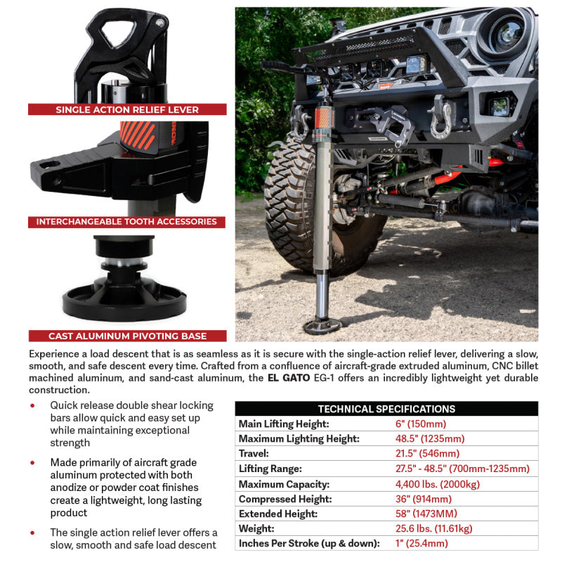 Go Rhino Xventure Gear EG1 El Gato Hydraulic Jack - Graphite - View 9 | Dirty Garage